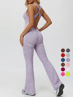 Leopardenmuster rückenfrei sexy Bodysuit Yoga Schlaghose