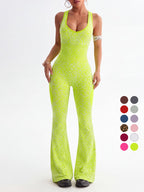Leopardenmuster rückenfrei sexy Bodysuit Yoga Schlaghose