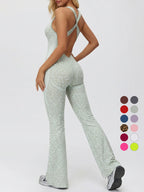 Leopardenmuster rückenfrei sexy Bodysuit Yoga Schlaghose
