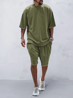 Men's Casual Loose Fit Solid Sports Sets
