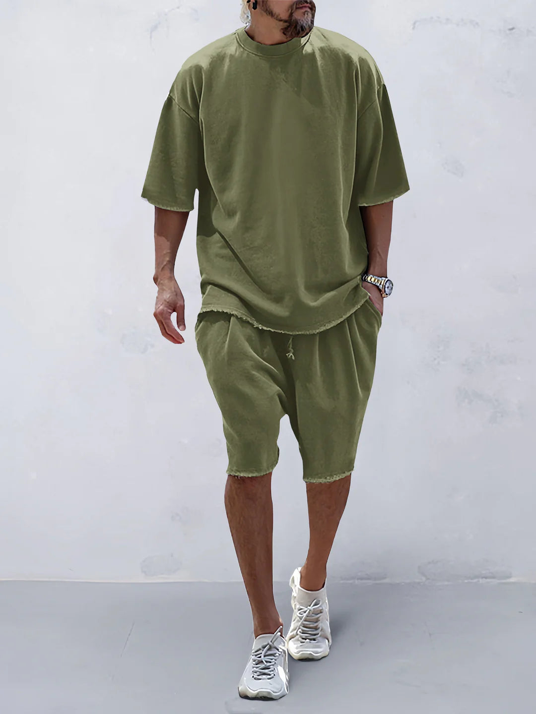 Men's Casual Loose Fit Solid Sports Sets