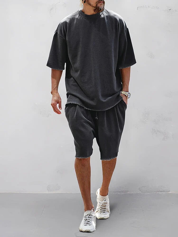 Men's Casual Loose Fit Solid Sports Sets