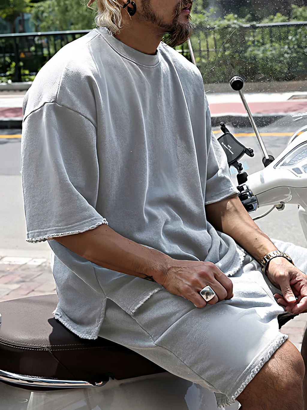 Men's Casual Loose Fit Solid Sports Sets